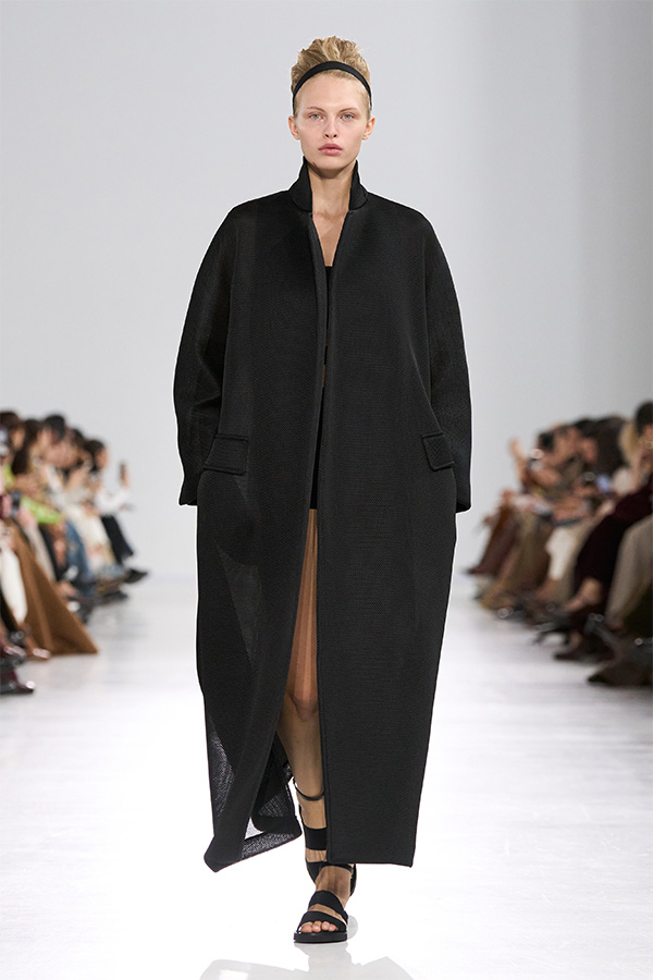 Max Mara Spring/Summer 2026 Fashion Show - Look with Long Black Jacket.