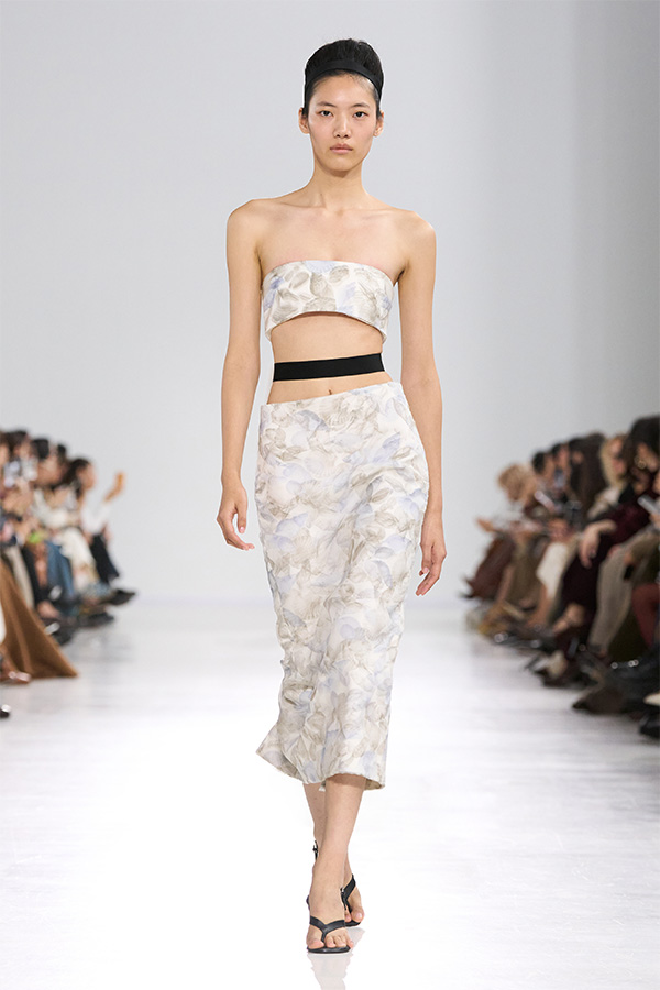 Max Mara Spring/Summer 2026 Fashion Show - White Look with Bandeau Top and Skirt.